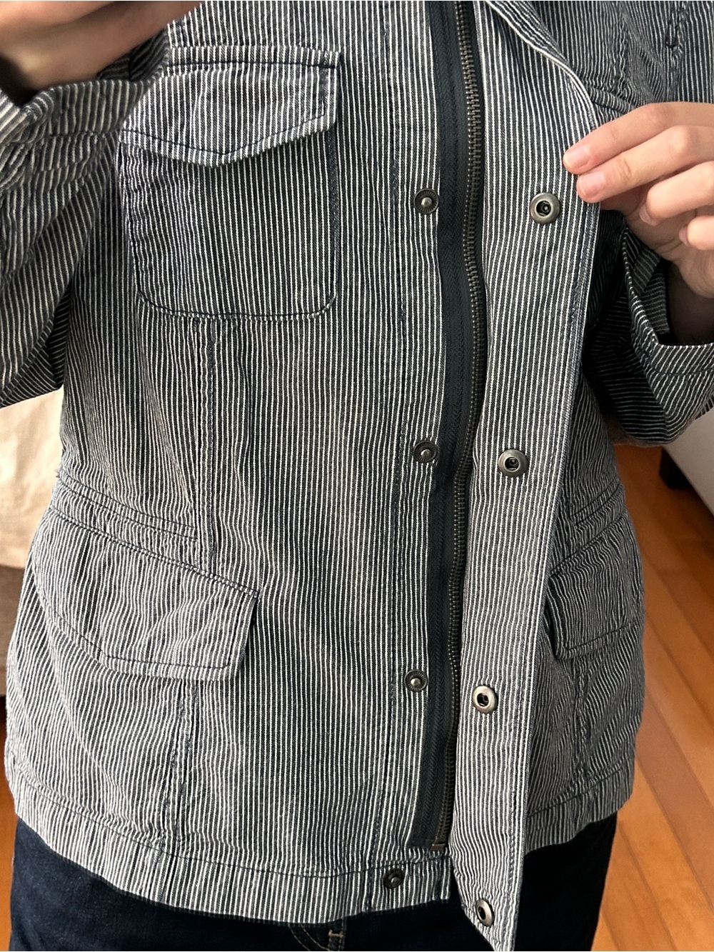Talbots Black and White Pinstripe Utility Jacket - Picture 3 of 6